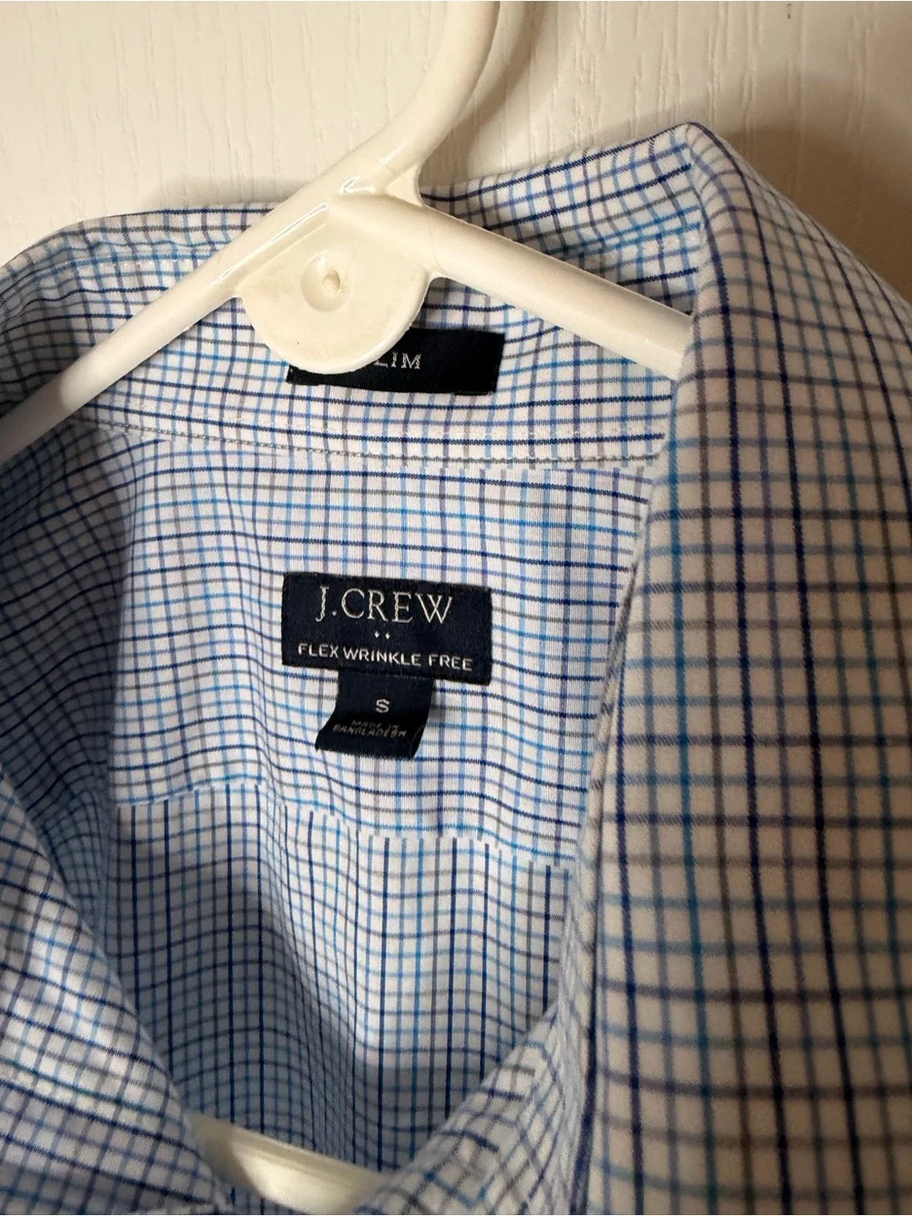 J. Crew Men's Light Blue Micro-Check Dress Shirt